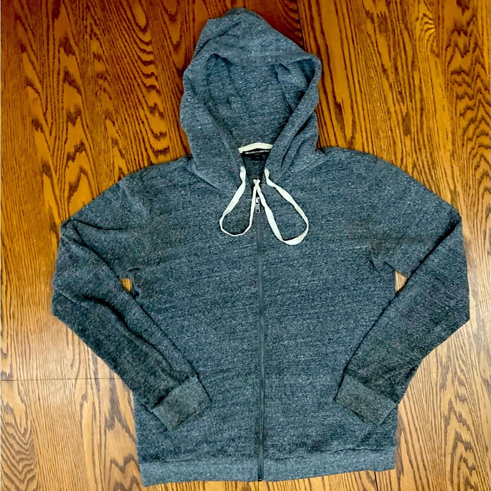 💋BRANDY MELVILLE💋ZIP-UP HOODIE w/pockets ONESIZE cozy cotton/polyester GRAY🌟GUC🌟